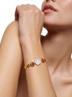 Monica Vinader Capri Gold Vermeil Keshi Pearl Disc Bracelet - view 2, Gold