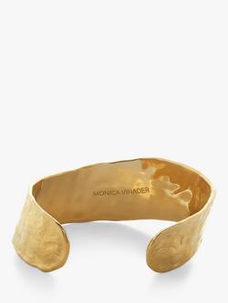 Monica Vinader Capri Hammered Cuff, Gold - view 2, Gold