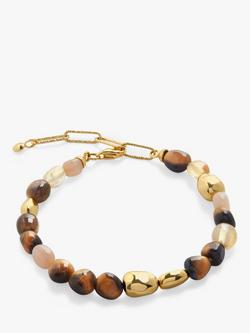 Monica Vinader Rio Tiger's Eye Multi Gemstone Bracelet, Gold/Multi, Gold/Multi