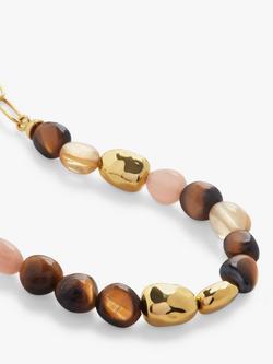 Monica Vinader Rio Tiger's Eye Multi Gemstone Bracelet, Gold/Multi - view 2, Gold/Multi