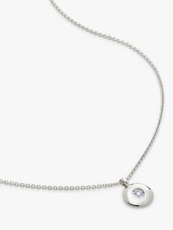 Monica Vinader Birthstone Round Pendant Necklace, April/Diamond