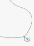 Monica Vinader Birthstone Round Pendant Necklace, December/Turquoise