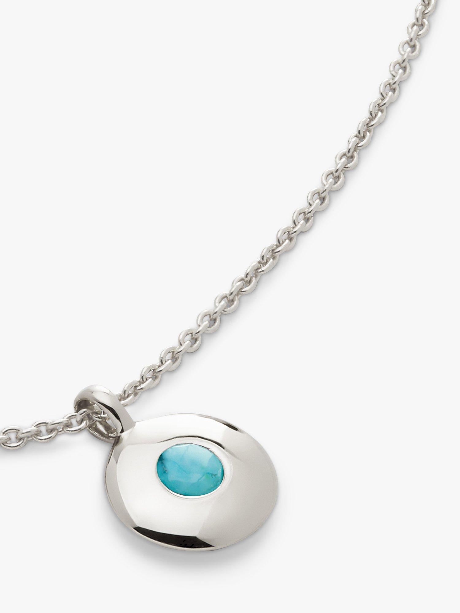 Product image 2 of 4, which shows Monica Vinader Birthstone Round Pendant Necklace, December/Turquoise