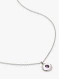 Monica Vinader Birthstone Round Pendant Necklace, February/Amethyst