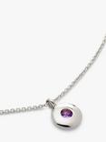 Monica Vinader Birthstone Round Pendant Necklace, February/Amethyst