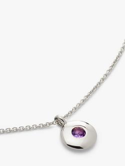 Monica Vinader Birthstone Round Pendant Necklace - view 2, February/Amethyst