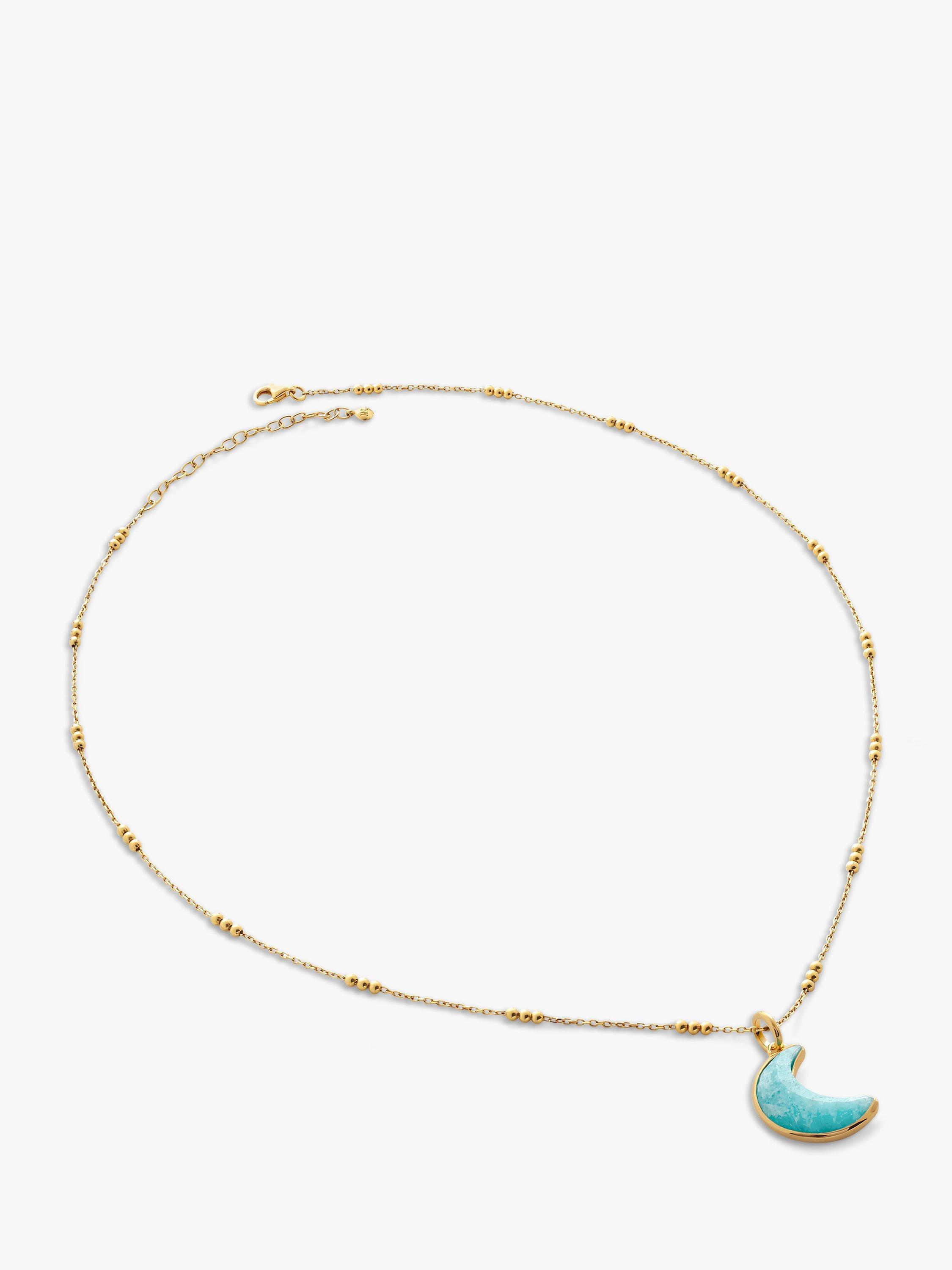 Product image 1 of 2, which shows Monica Vinader Amazonite Crescent Moon Pendant Necklace, Gold