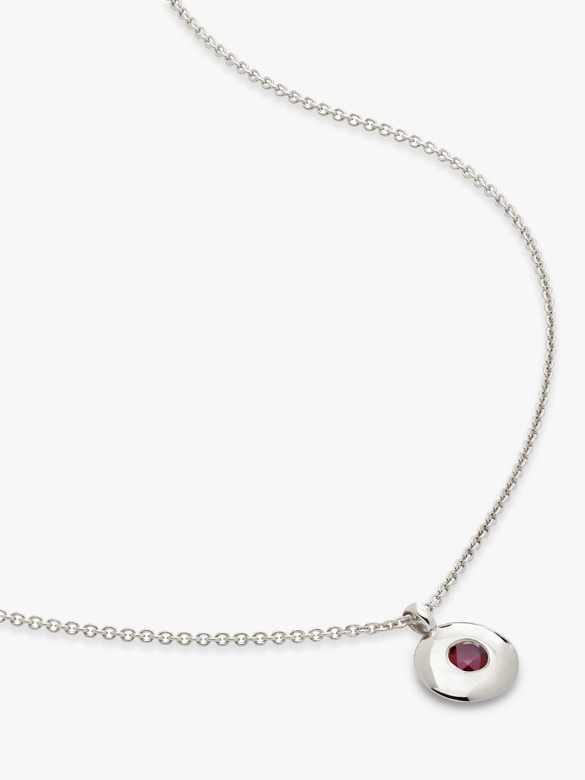Product image 1 of 4, which shows Monica Vinader Birthstone Round Pendant Necklace, January/Garnet