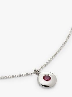 Monica Vinader Birthstone Round Pendant Necklace - view 2, January/Garnet