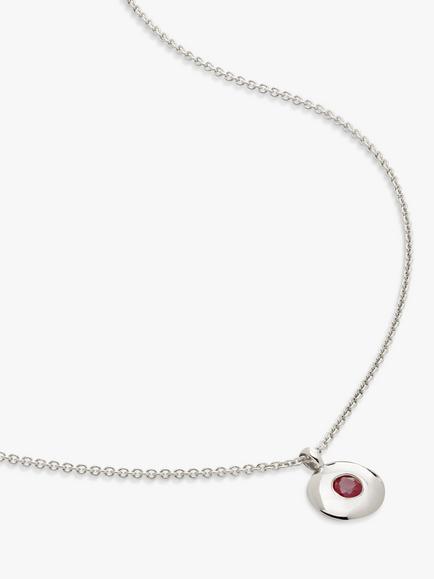 Monica Vinader Birthstone Round Pendant Necklace, July/Ruby