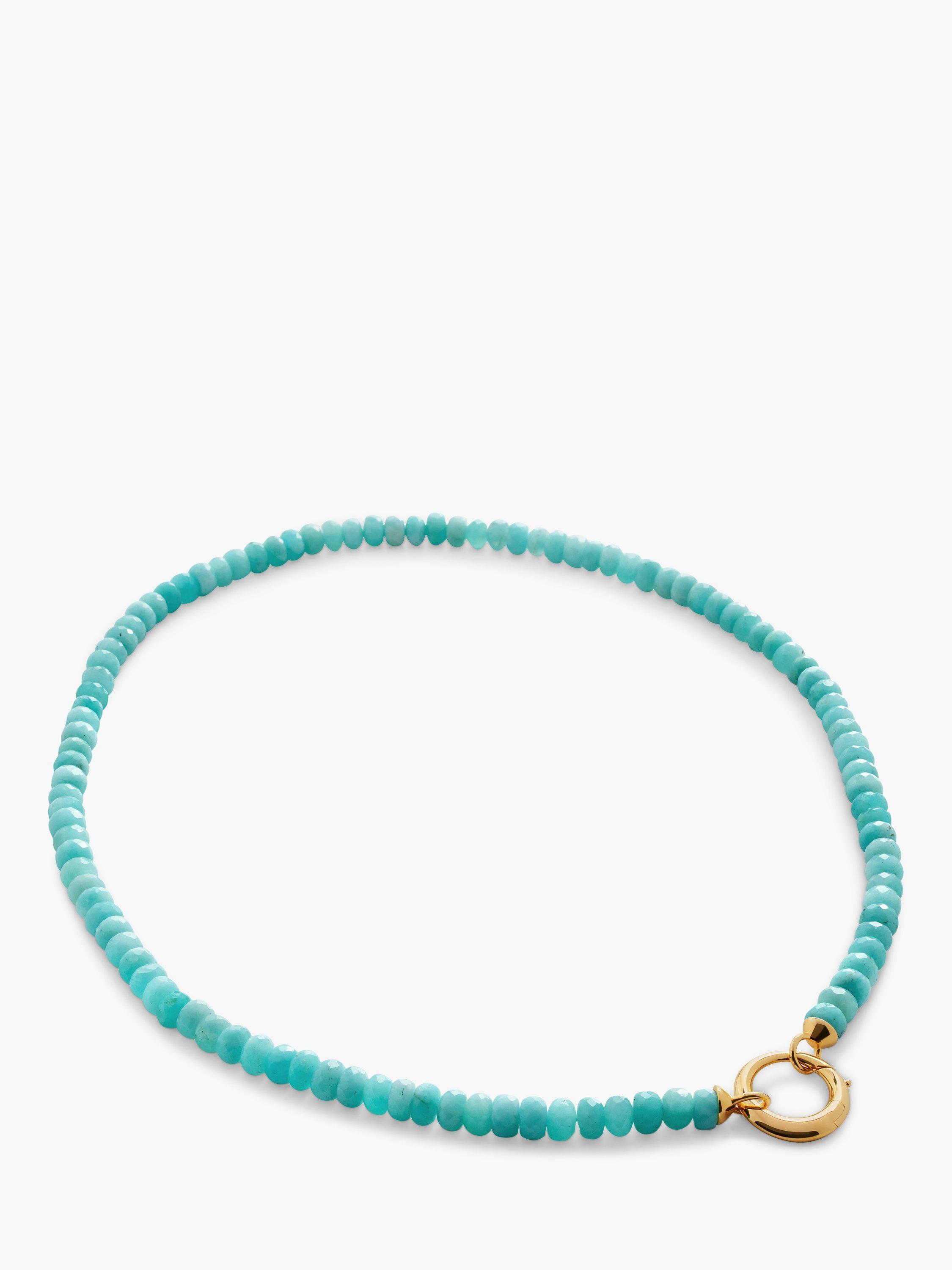 Product image 1 of 3, which shows Monica Vinader Amazonite Kissing Moon Pendant Necklace, Gold