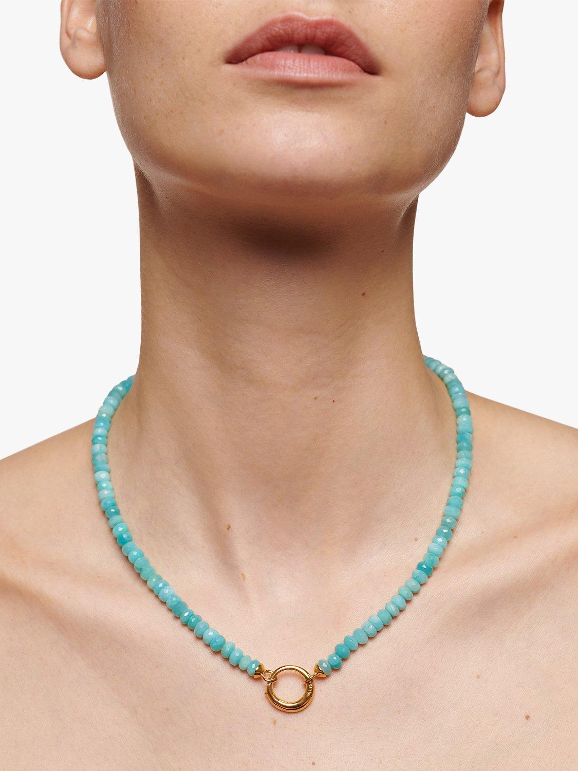 Product image 2 of 3, which shows Monica Vinader Amazonite Kissing Moon Pendant Necklace, Gold