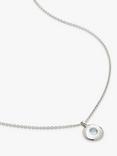 Monica Vinader Birthstone Round Pendant Necklace, March/Aquamarine