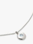 Monica Vinader Birthstone Round Pendant Necklace, March/Aquamarine