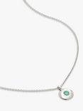 Monica Vinader Birthstone Round Pendant Necklace, May/Emerald