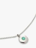 Monica Vinader Birthstone Round Pendant Necklace, May/Emerald