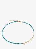 Monica Vinader Nugget Turquoise and Rice Bead Necklace, Gold