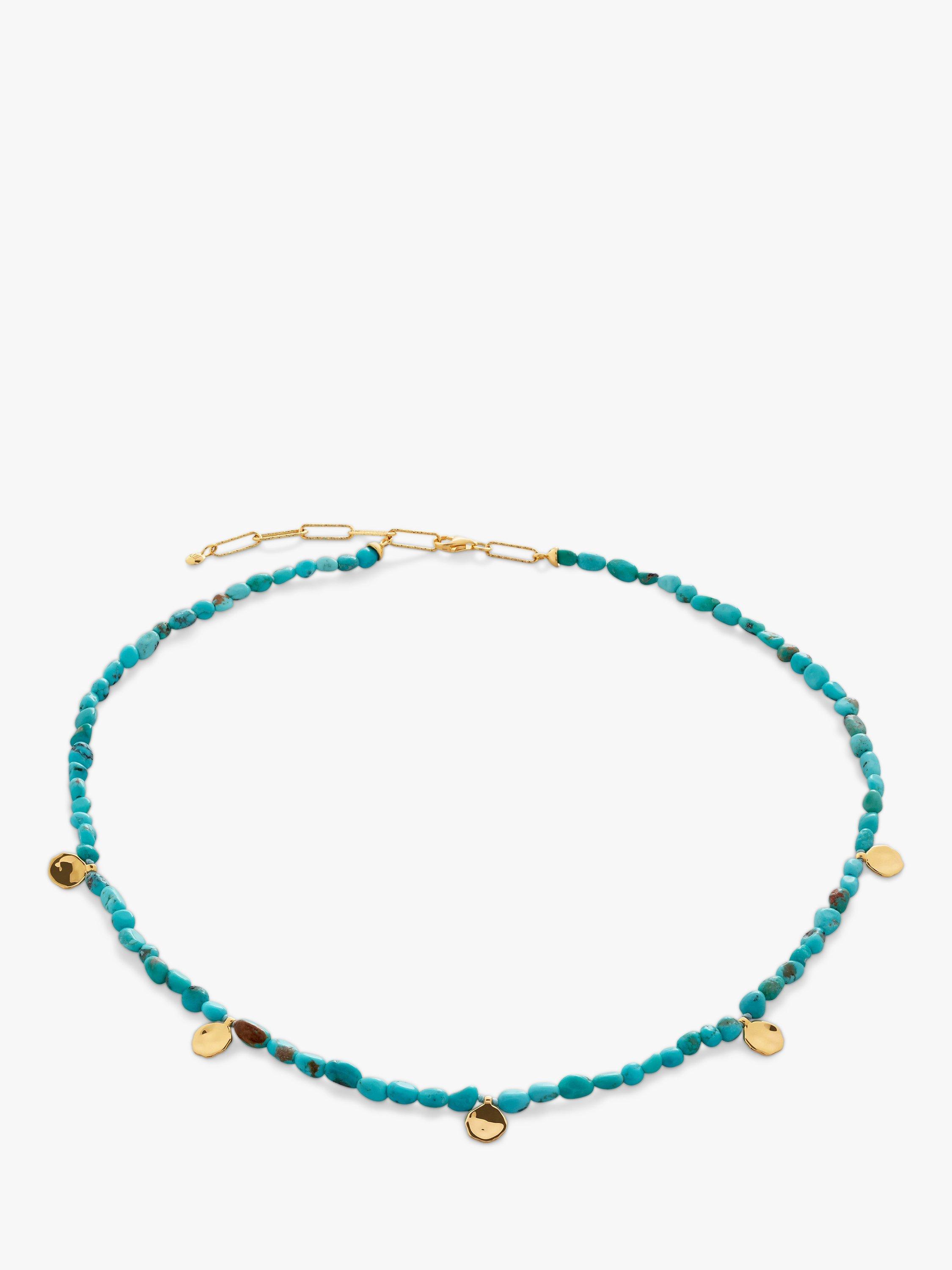 Product image 1 of 4, which shows Monica Vinader Rio Turquoise Beaded Necklace, Gold