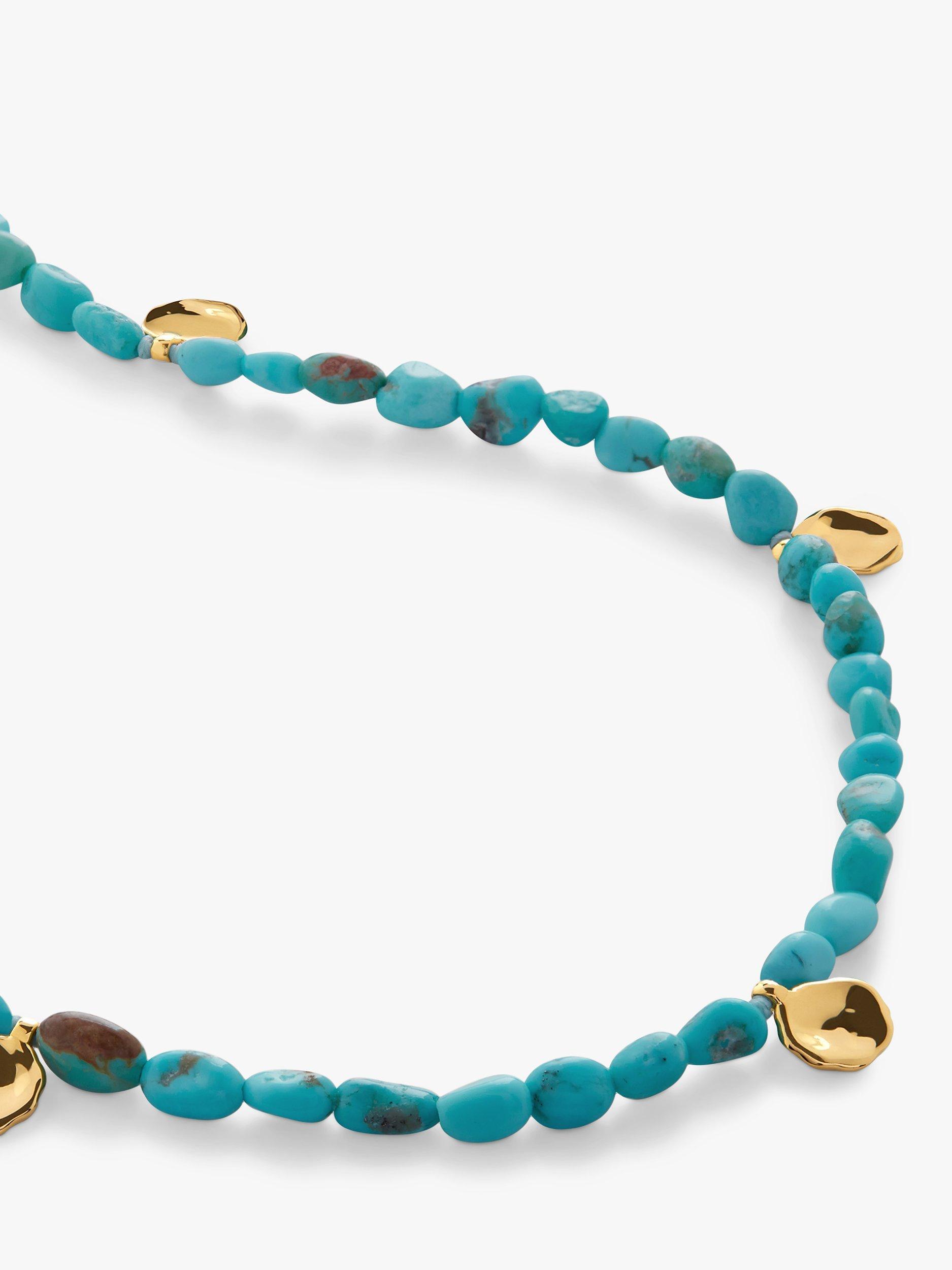 Product image 2 of 4, which shows Monica Vinader Rio Turquoise Beaded Necklace, Gold