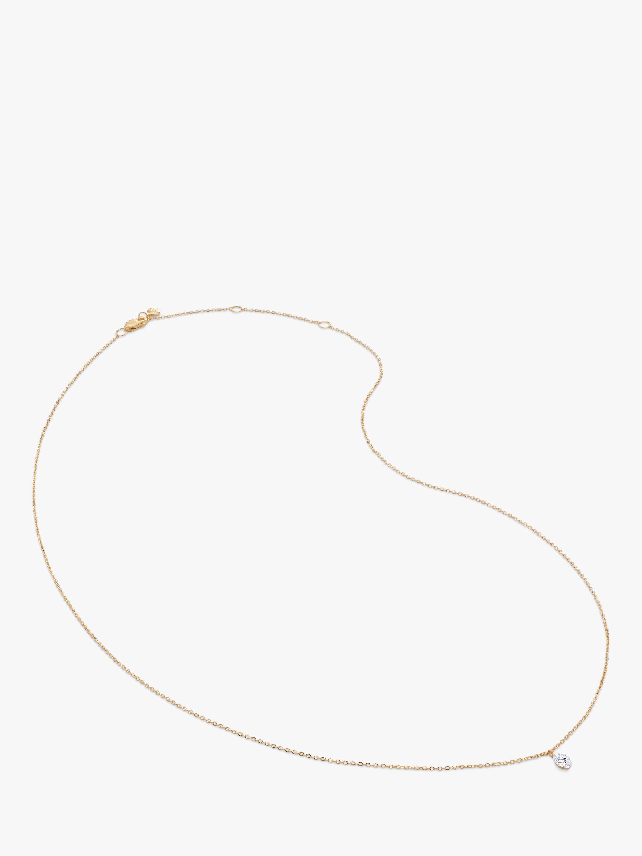 Product image 1 of 2, which shows Monica Vinader 14ct Gold Lab Grown Diamond Pendant Necklace, Gold