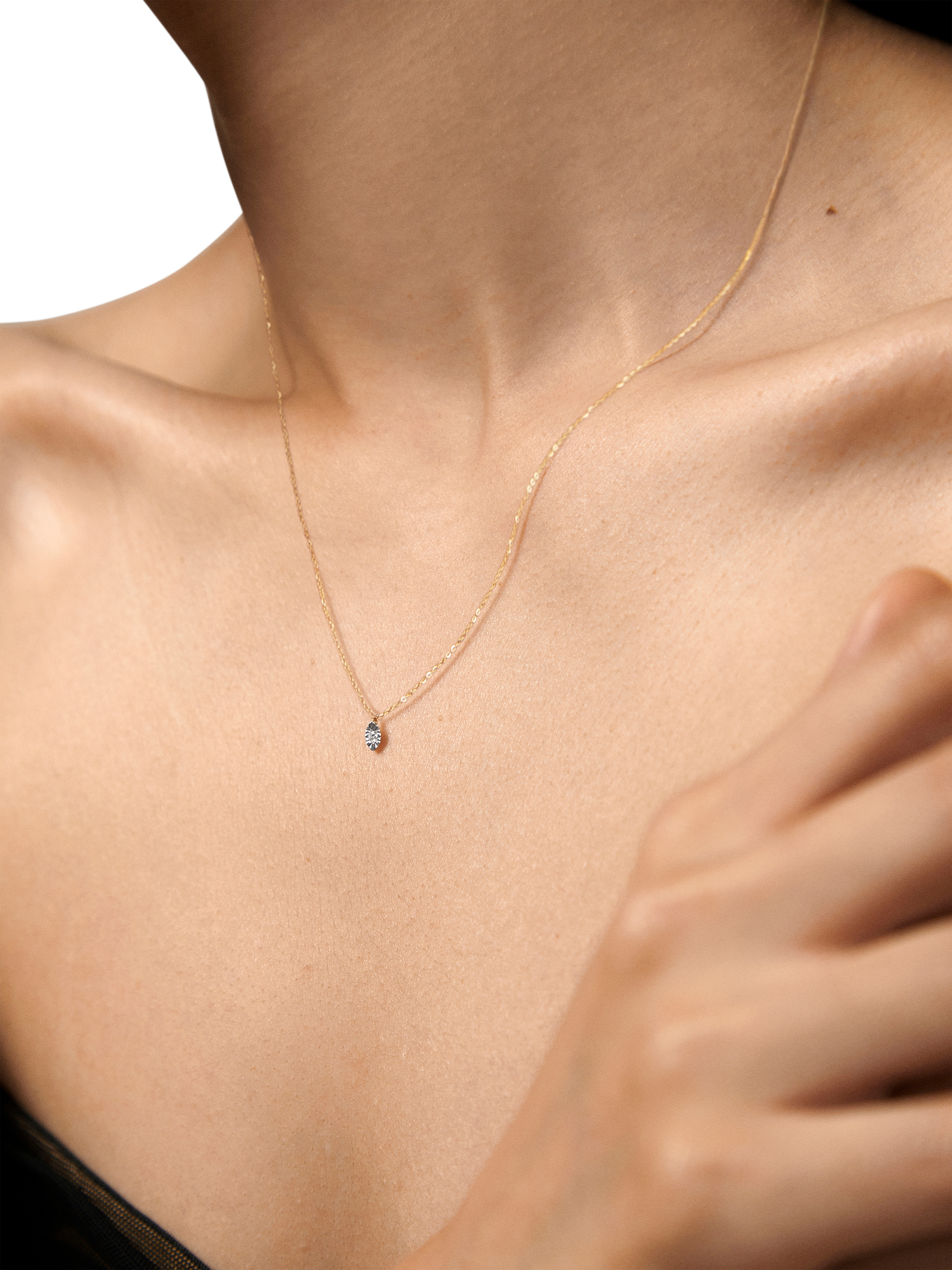 Product image 2 of 2, which shows Monica Vinader 14ct Gold Lab Grown Diamond Pendant Necklace, Gold