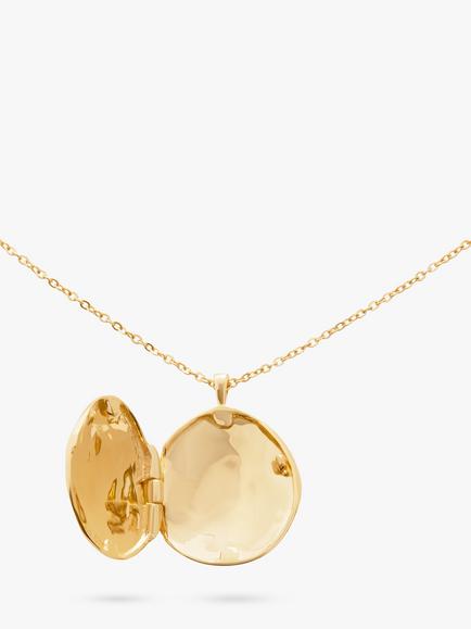 Monica Vinader MV Siren™ Round Locket Necklace, Gold - view 2, Gold