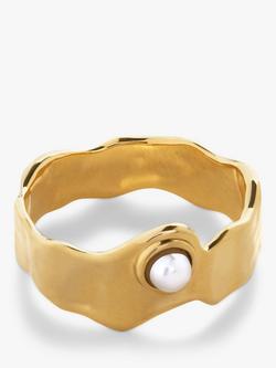 Monica Vinader Capri Button Pearl Stacking Ring, Gold