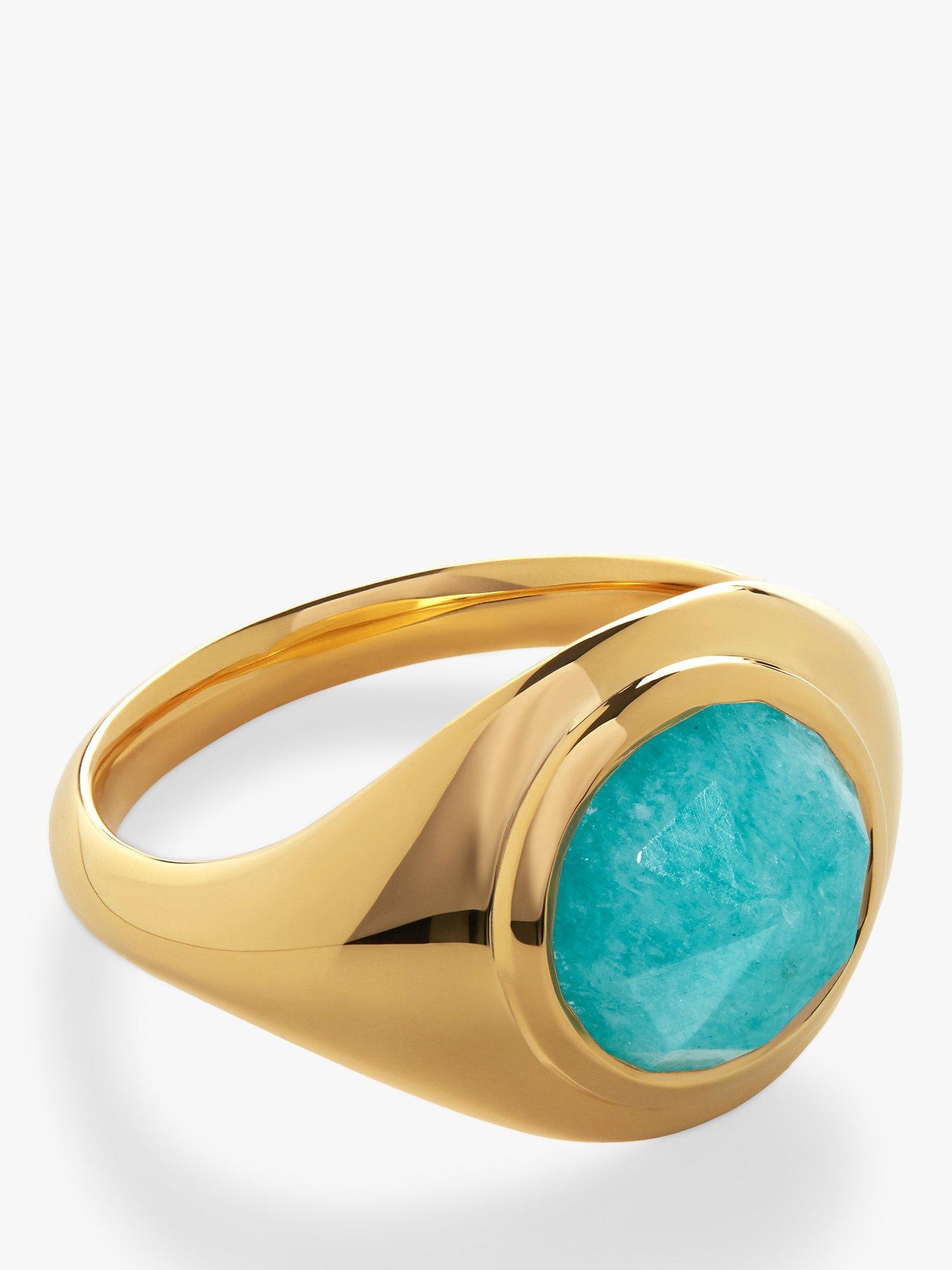 Product image 1 of 4, which shows Monica Vinader Eclipse Signet Ring, Gold