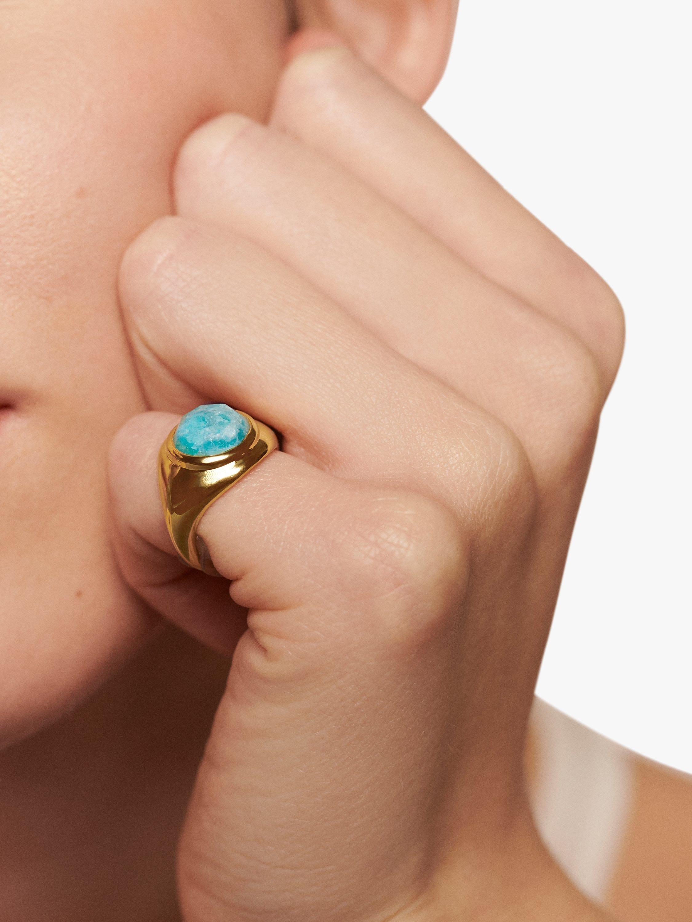 Product image 3 of 4, which shows Monica Vinader Eclipse Signet Ring, Gold