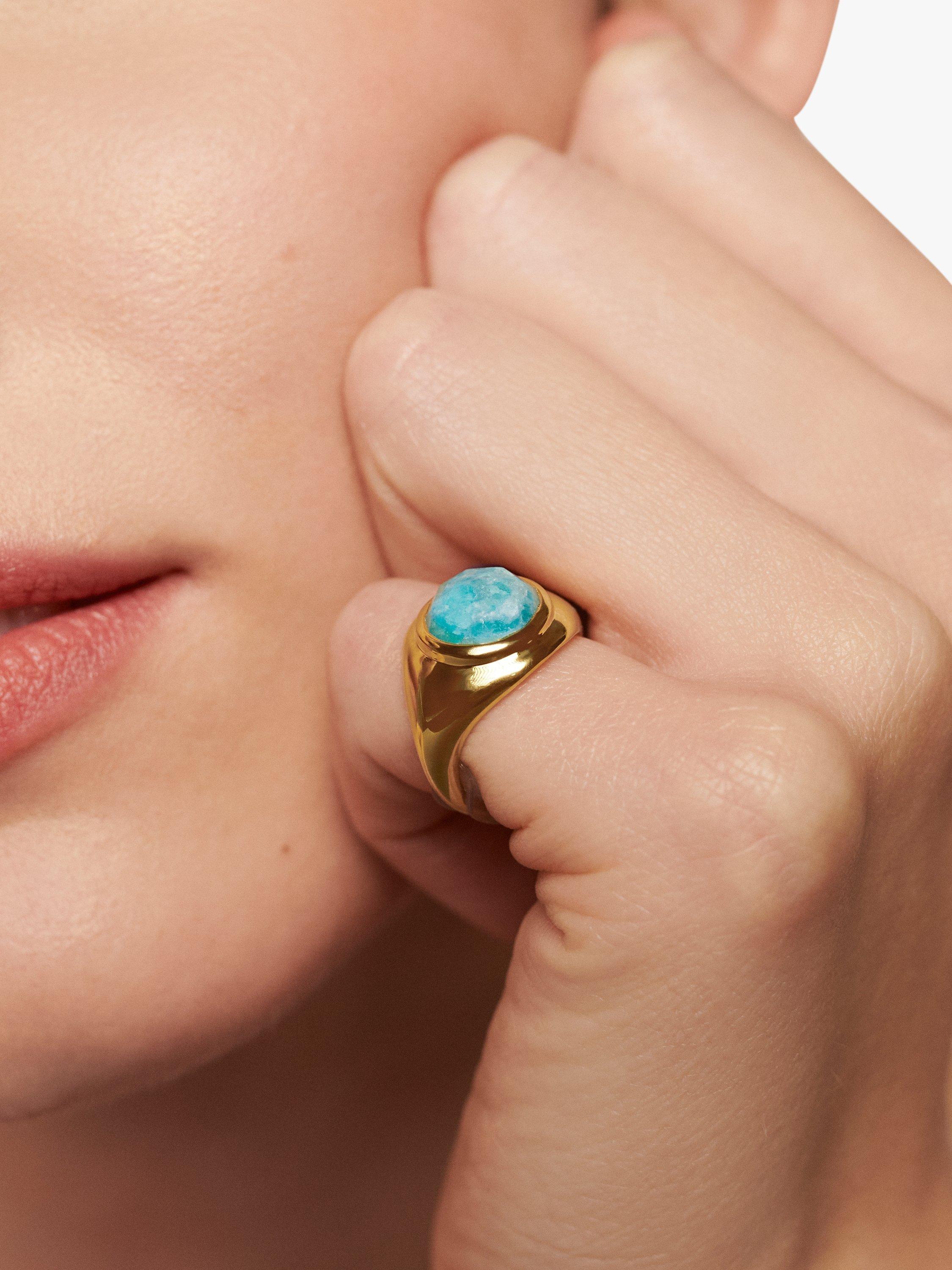 Product image 3 of 4, which shows Monica Vinader Eclipse Signet Ring, Gold