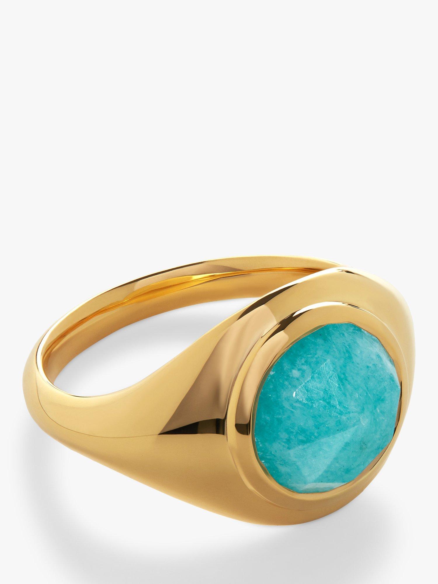 Product image 1 of 4, which shows Monica Vinader Eclipse Signet Ring, Gold
