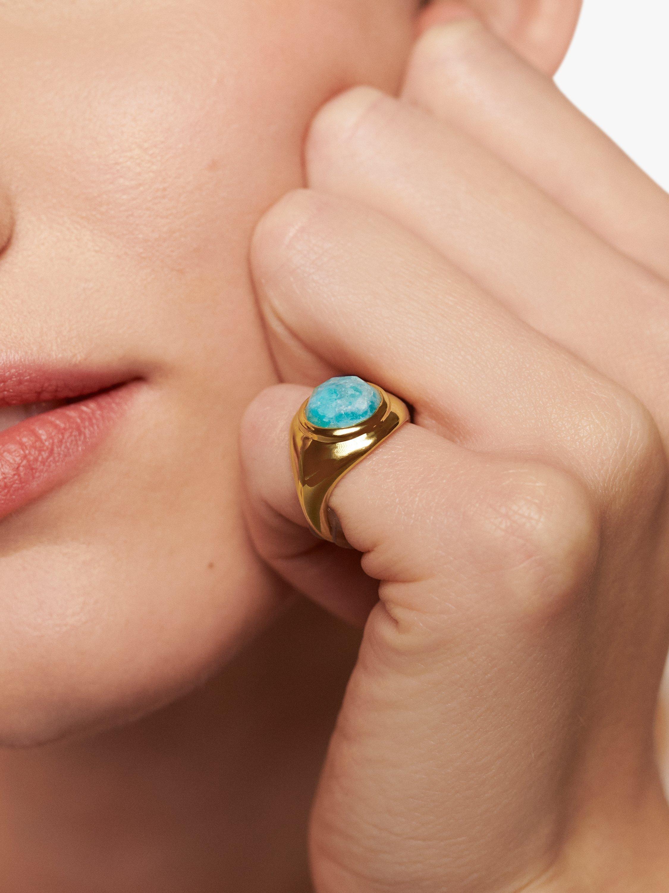 Product image 3 of 4, which shows Monica Vinader Eclipse Signet Ring, Gold