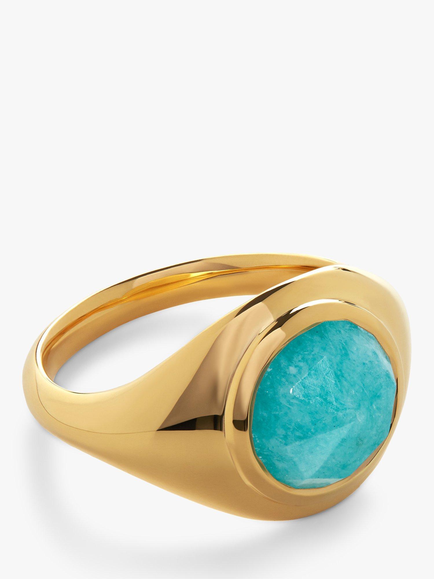Product image 1 of 4, which shows Monica Vinader Eclipse Signet Ring, Gold