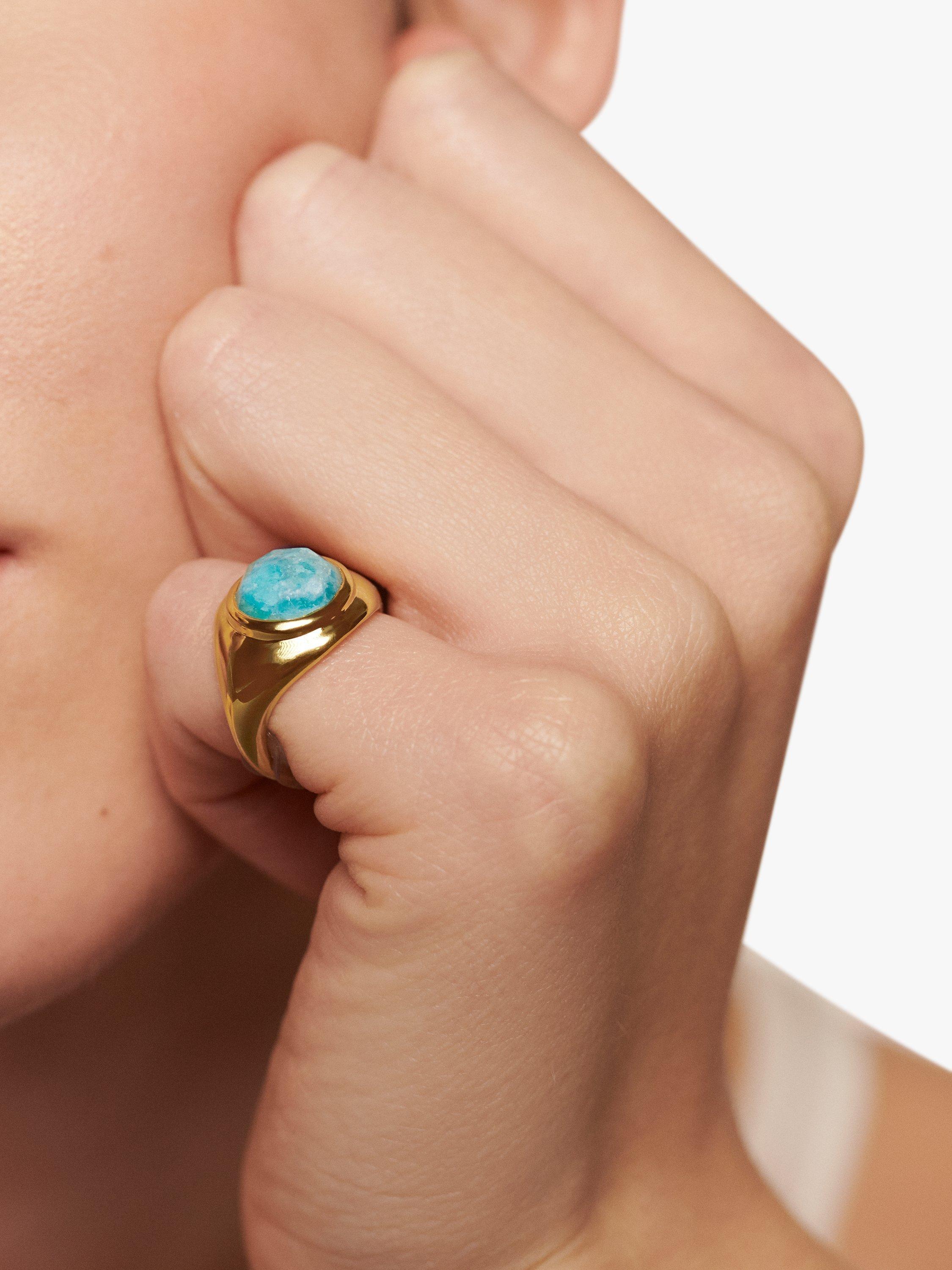 Product image 3 of 4, which shows Monica Vinader Eclipse Signet Ring, Gold