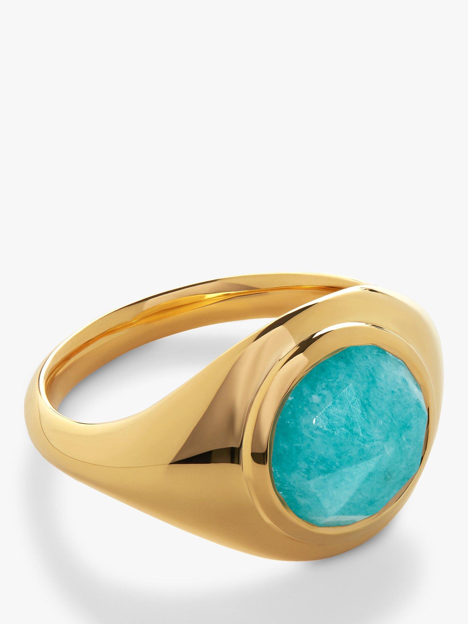Product image 1 of 4, which shows Monica Vinader Eclipse Signet Ring, Gold
