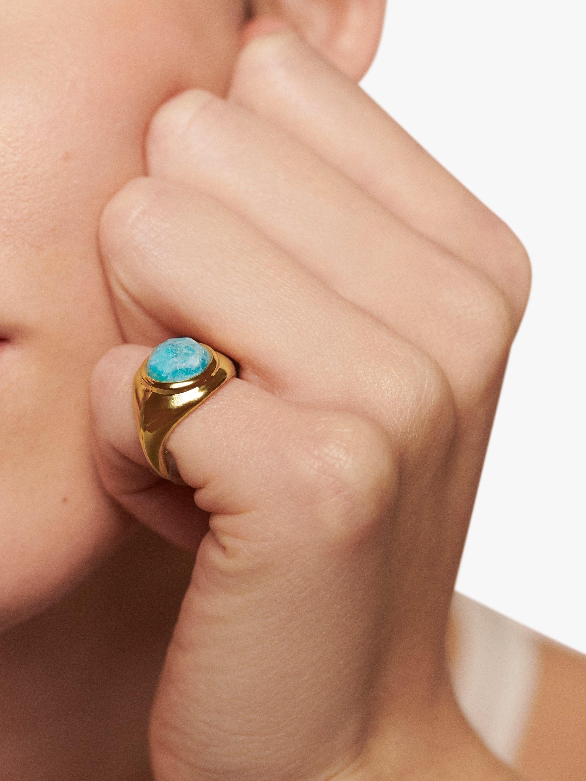 Product image 3 of 4, which shows Monica Vinader Eclipse Signet Ring, Gold