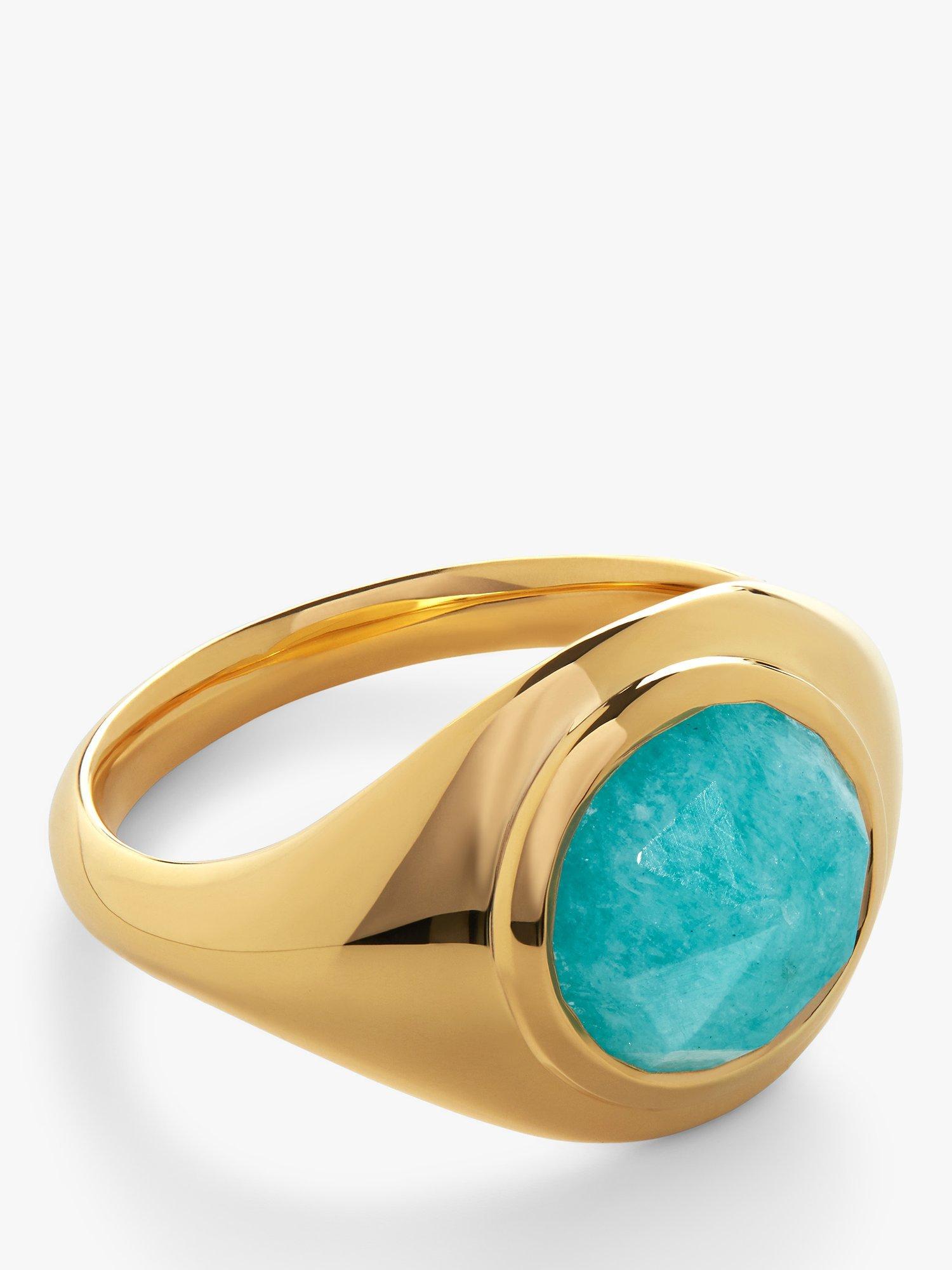 Product image 1 of 4, which shows Monica Vinader Eclipse Signet Ring, Gold