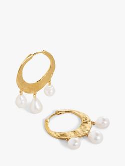 Monica Vinader Capri Gold Vermeil Baroque Pearl Medium Hoop Earrings, Gold