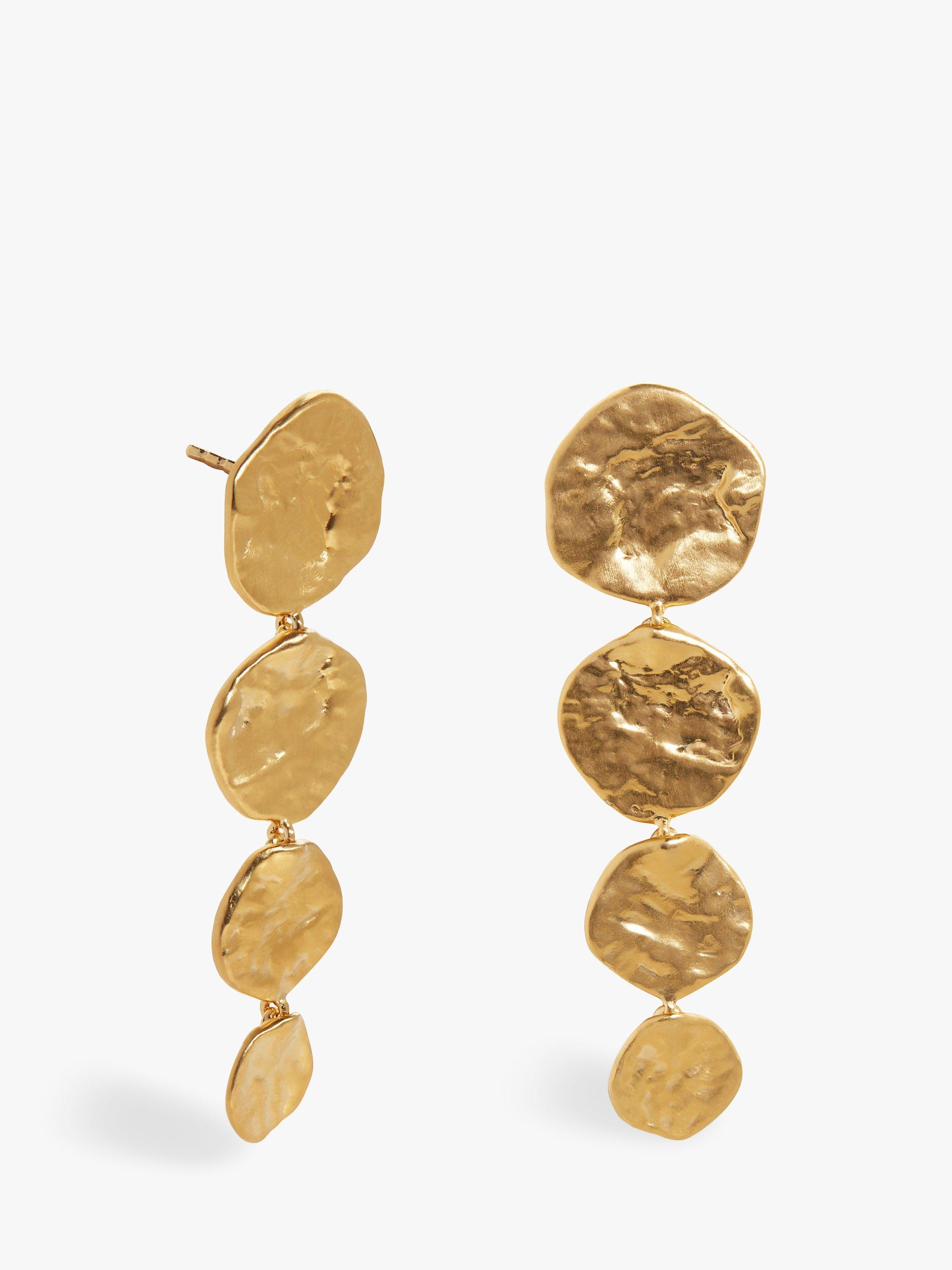 Product image 1 of 3, which shows Monica Vinader Capri Gold Vermeil Disc Cocktail Earrings