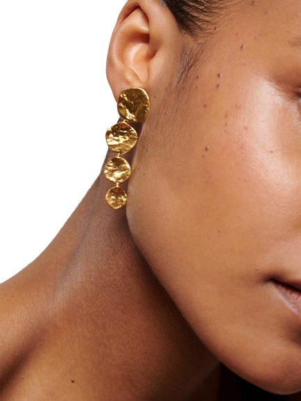 Monica Vinader Capri Gold Vermeil Disc Cocktail Earrings - view 2, Gold