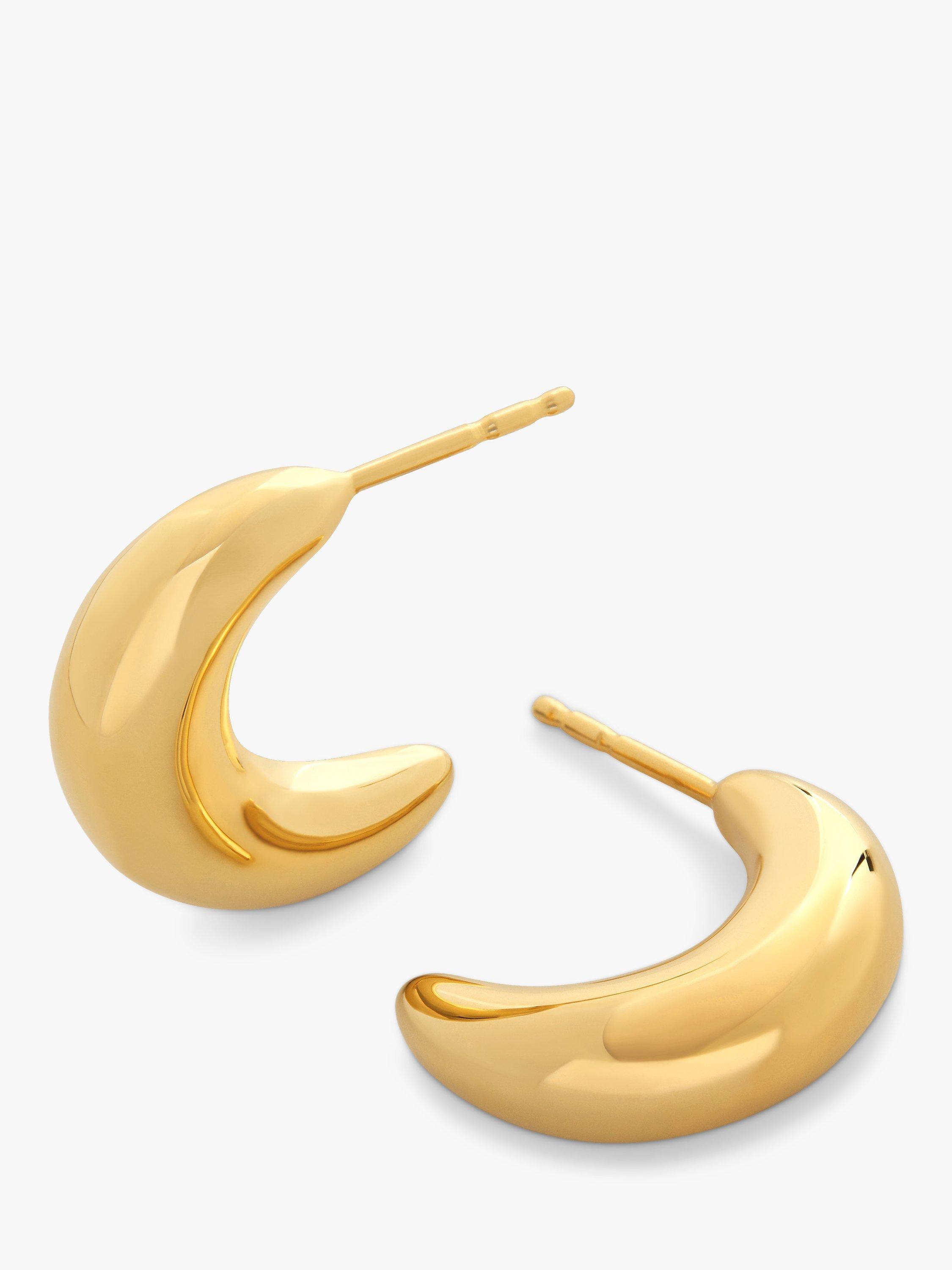 Product image 1 of 4, which shows Monica Vinader Crescent Moon Demi-Hoop Earrings, Gold