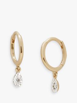 Monica Vinader 14ct Yellow Gold Lab Grown Diamond Huggie Drop Earrings, Gold, Gold