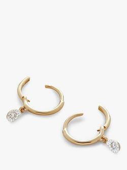 Monica Vinader 14ct Yellow Gold Lab Grown Diamond Huggie Drop Earrings, Gold - view 2, Gold