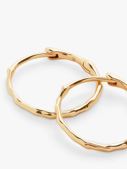 Monica Vinader MV Siren™ Small Hoop Earrings, Gold - view 2, Gold