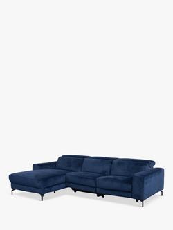 John Lewis Gradient LHF Chaise Power Recliner Sofa, Navy Chenille, Yalova Blue Royal