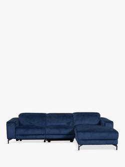 John Lewis Gradient RHF Chaise Power Recliner Sofa, Navy Chenille, Yalova Blue Royal