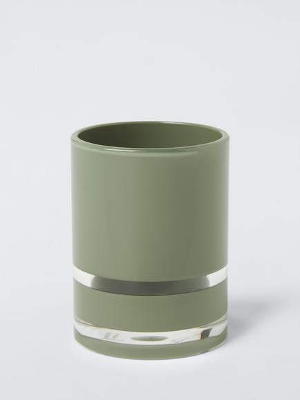 John Lewis Block Stripe Bathroom Tumbler, Avocado