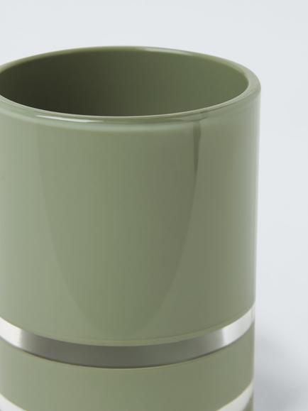 John Lewis Block Stripe Bathroom Tumbler - view 2, Avocado