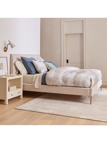 west elm Andes Upholstered Bed Frame, Super King, Natural - view 2, Natural Oatmeal