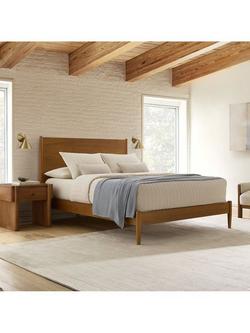 west elm Mid-Century Wood Bed Frame, King, Acorn - view 2, Natural Natural